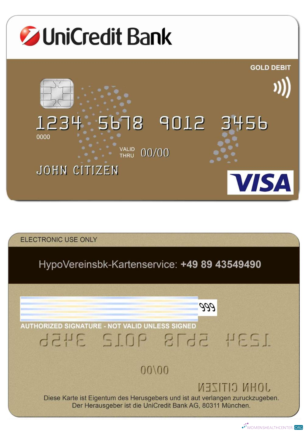 Download Germany UniCredit Bank VISA Credit Card Photoshop template